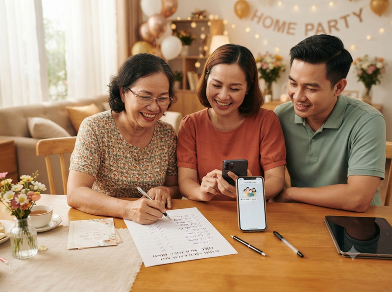 Cách thông báo và xác nhận khách dự tiệc trong gia đình