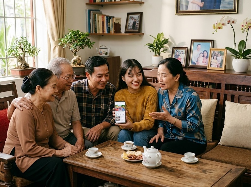 Chia sẻ nội dung số trong gia đình giúp tạo chủ đề và duy trì tương tác ra sao?