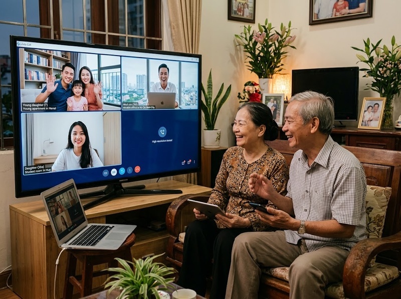 Công nghệ giúp kết nối gia đình ở xa qua những hình thức tương tác nào?