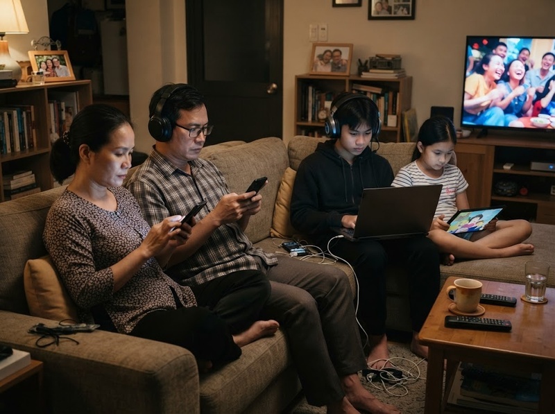 Nhận biết dấu hiệu mất kết nối gia đình do thiết bị số trong sinh hoạt hằng ngày
