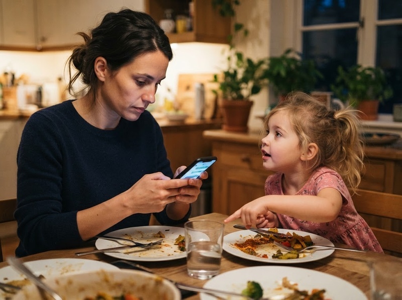 Điện thoại trong bữa ăn và giao tiếp gia đình thay đổi khi sự chú ý bị chia sẻ