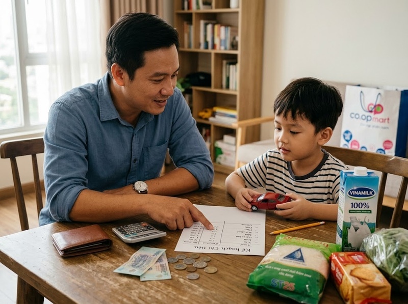 Hành vi mua sắm của cha mẹ và trẻ liên hệ với thái độ tiền bạc ra sao?