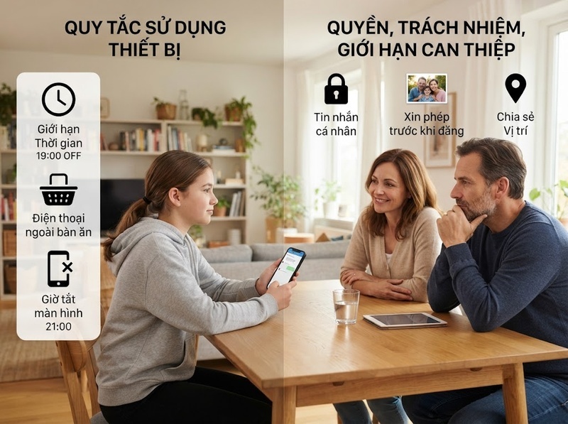 Ranh giới số trong gia đình giúp cân bằng riêng tư, an toàn và tôn trọng ra sao?