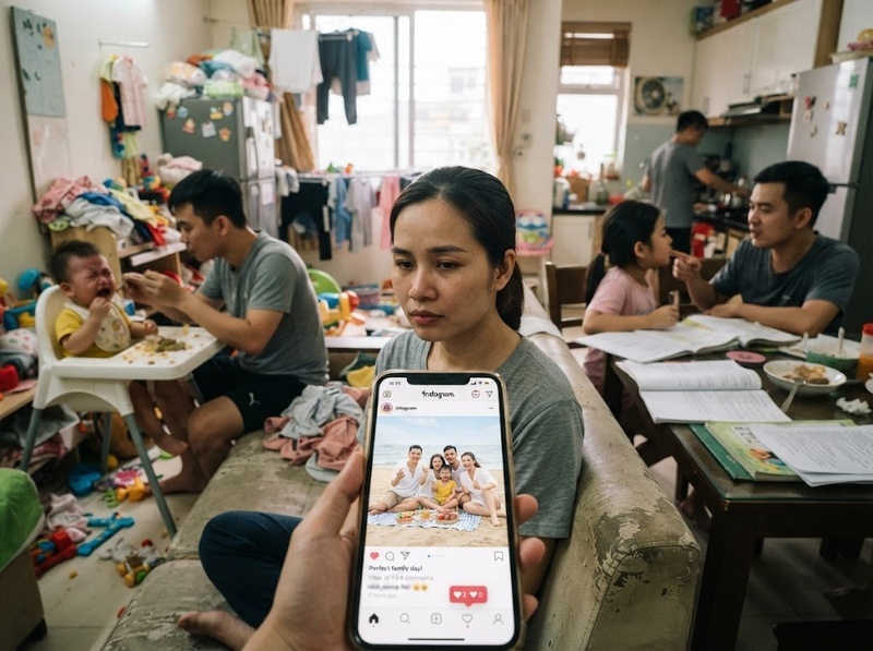 So sánh gia đình trên mạng xã hội có thể tạo bất mãn và áp lực ra sao?