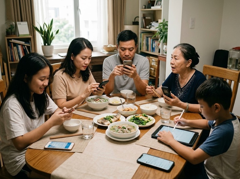 Thiết bị số làm giảm giao tiếp gia đình khi chiếm thời gian và sự chú ý thế nào?