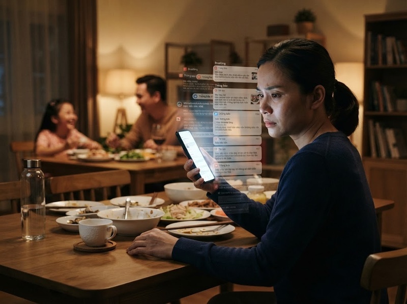 Tiếp xúc liên tục với thông tin trực tuyến và tâm lý gia đình thay đổi ra sao?