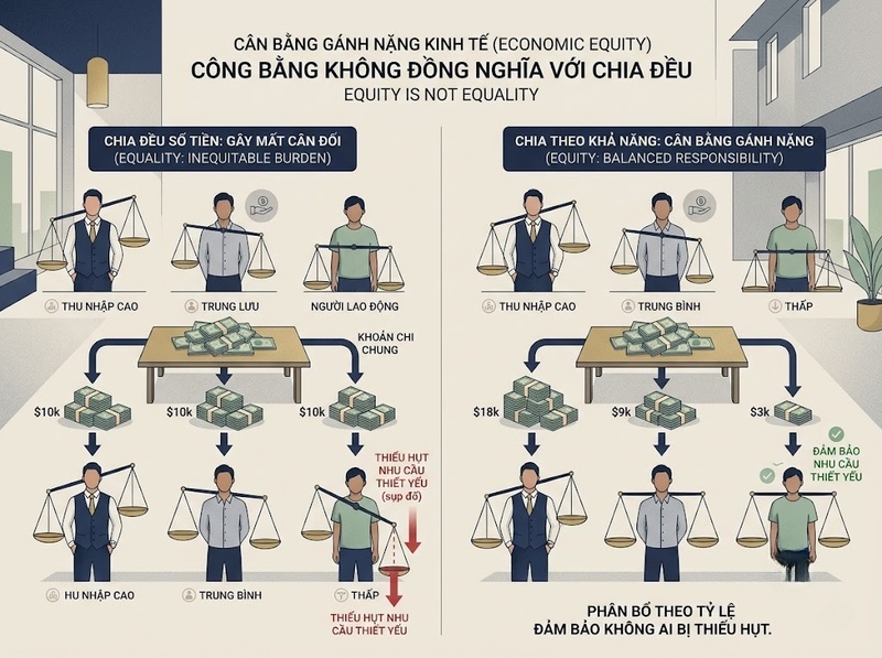 Trách nhiệm kinh tế gia đình nhiều thế hệ nên được phân chia theo nguyên tắc nào?